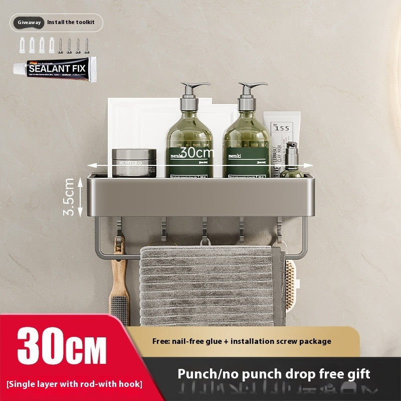 Bathroom Storage Rack (Wall-mounted, No Holes )